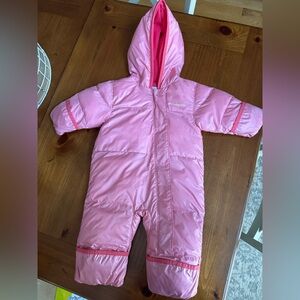 Columbia Light Pink Hooded Snowsuit size 3-6 months